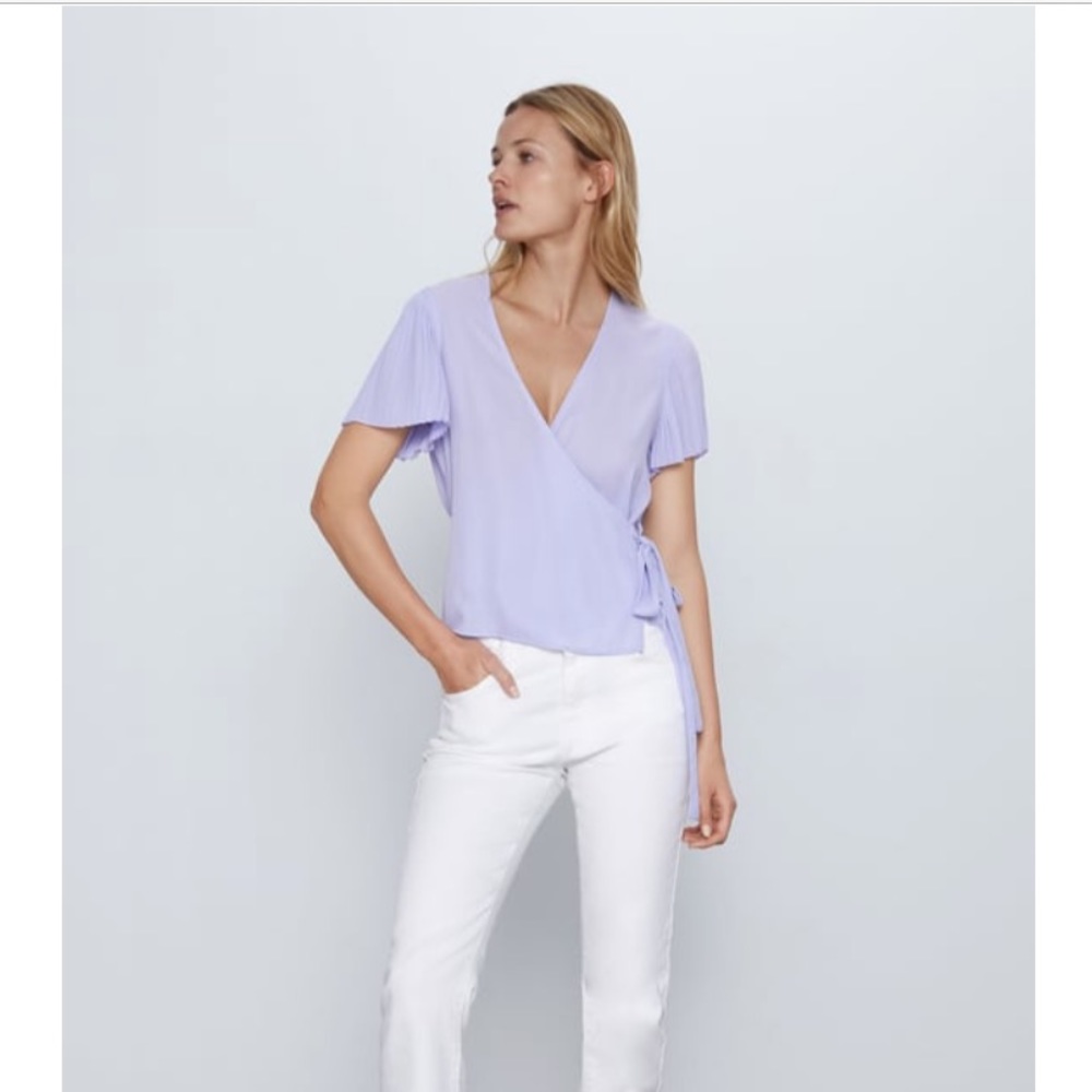 Zara pleated sleeve blouse NWOT